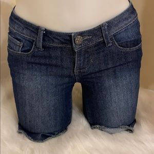 Woman blue jean shorts